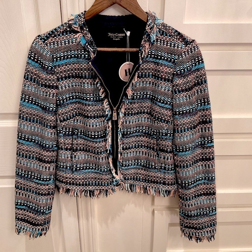Juicy Couture Black Label fun colorful zip up blazer. Fully lined - Picture 2 of 12